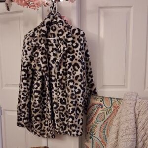 P.J. Salvage Leopard Print Pea Coat